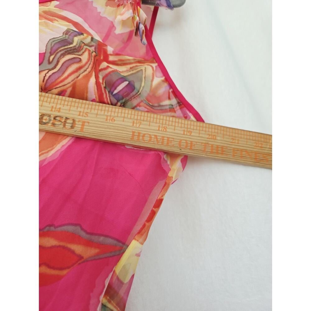 Y2K Fenn Wright Manson Dress Sz 8 Silk Pink Overlay Flutter Fairy Whimsy Vtg - Picture 9 of 11